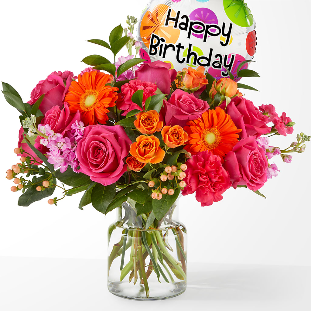 Fiesta Bouquet with Birthday Balloon – Simply Flowers, Moscow TN