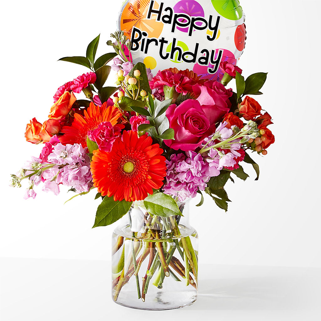 Fiesta Bouquet with Birthday Balloon – Simply Flowers, Moscow TN