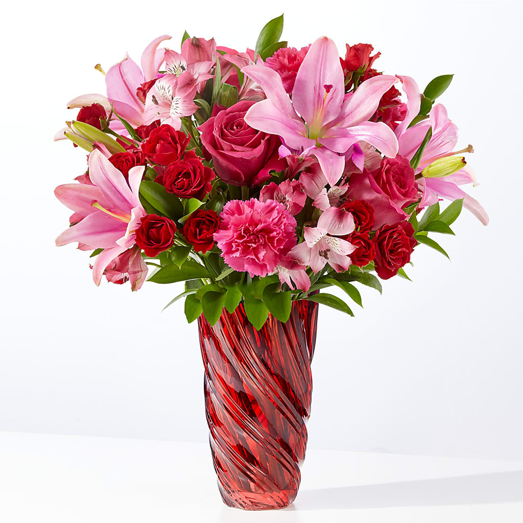 In Love Bouquet with Luxe Swirl Vase – Simply Flowers, Moscow TN