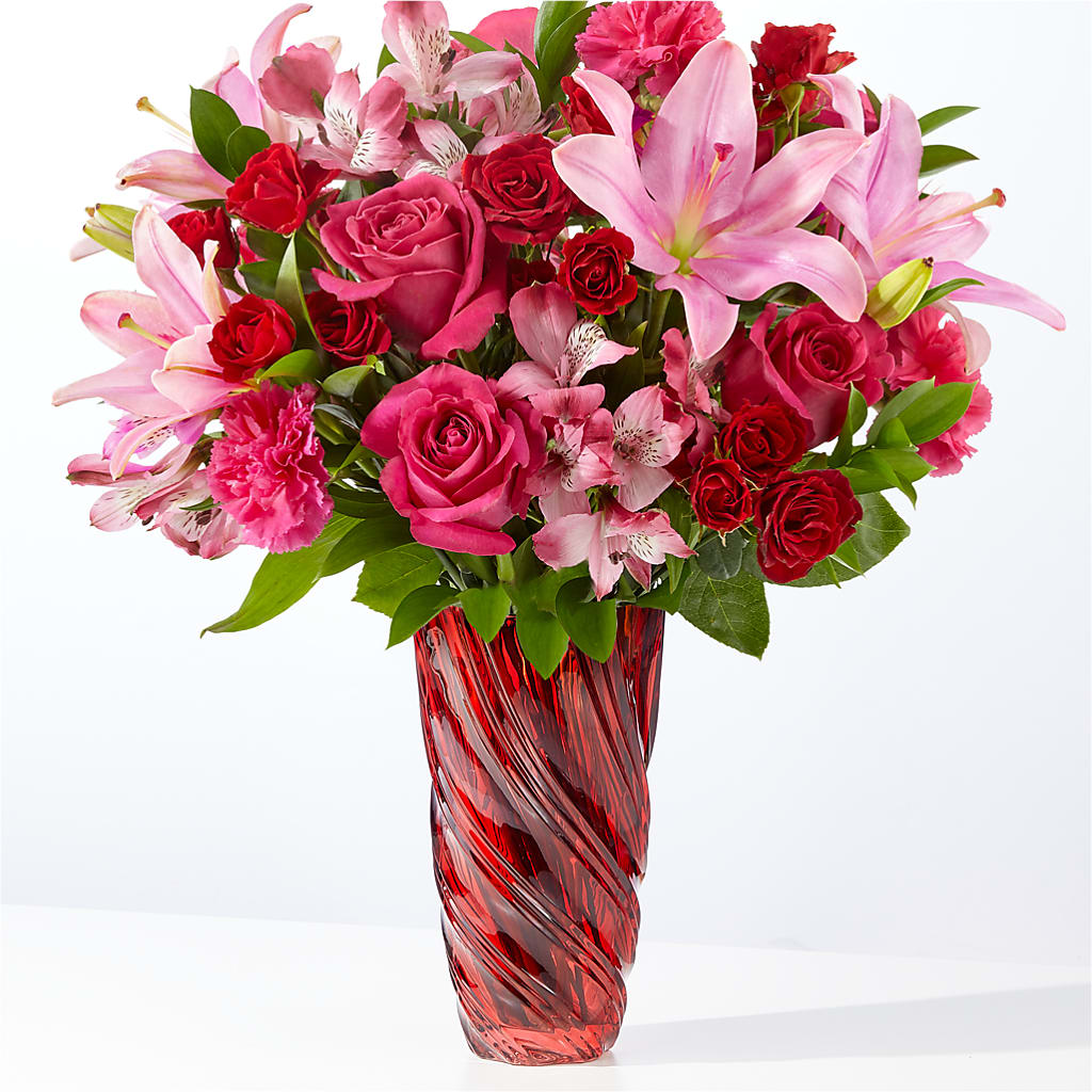 In Love Bouquet with Luxe Swirl Vase – Simply Flowers, Moscow TN