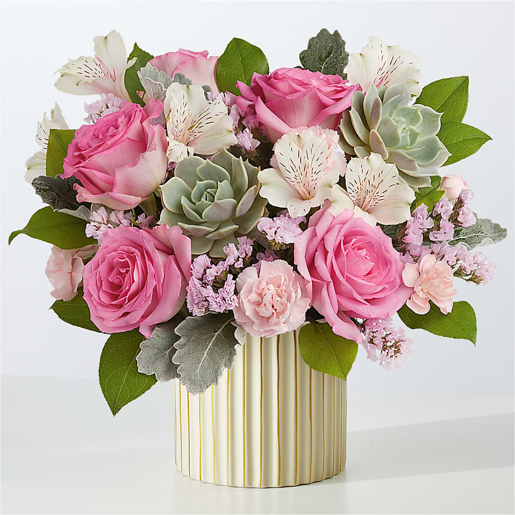 Dusty Rose Bouquet with Ivory Vase – Simply Flowers, Moscow TN