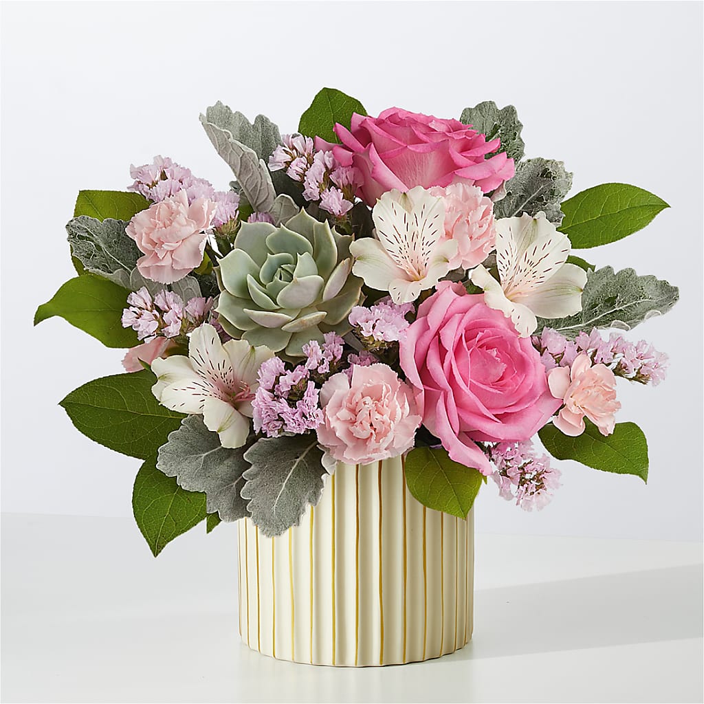 Dusty Rose Bouquet with Ivory Vase – Simply Flowers, Moscow TN