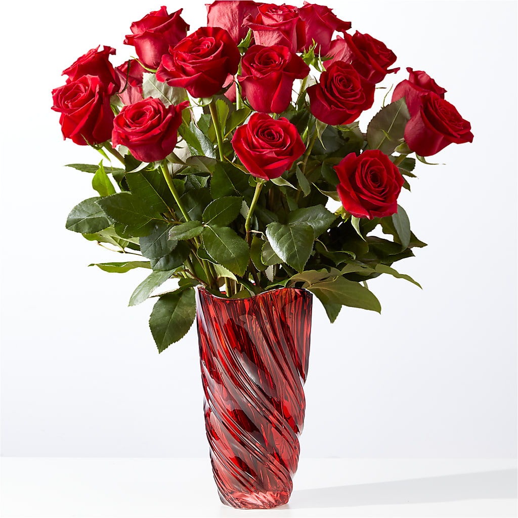 Classic Love Red Rose Bouquet with Luxe Swirl Vase – Simply Flowers, Moscow TN