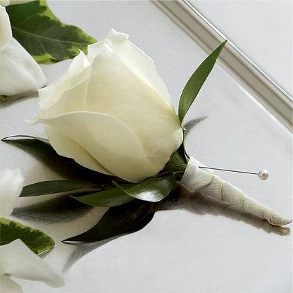 White Rose Boutonniere –  Simply Flowers, Moscow TN
